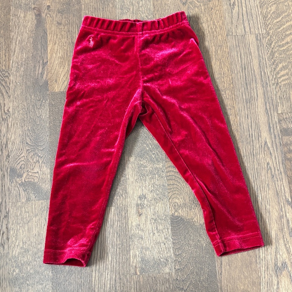 Polo by Ralph Lauren Kids' Rich Red Velour Leggings